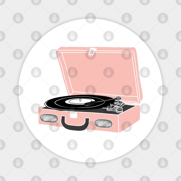 Pink Record Player Magnet by themadesigns